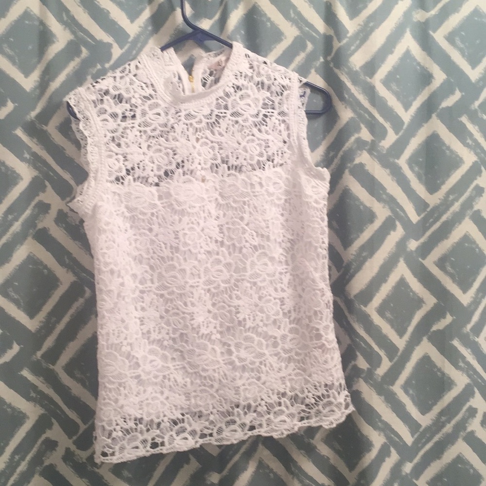 Nanette Lenore Mock Neck Lace Shirt